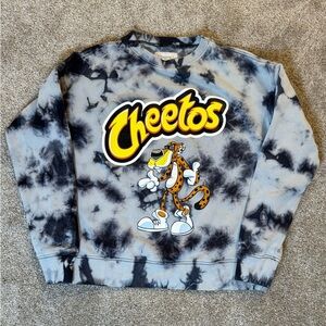 Aeropostale Cheetos Tie-Dye Crew Neck Sweater - Black and Gray